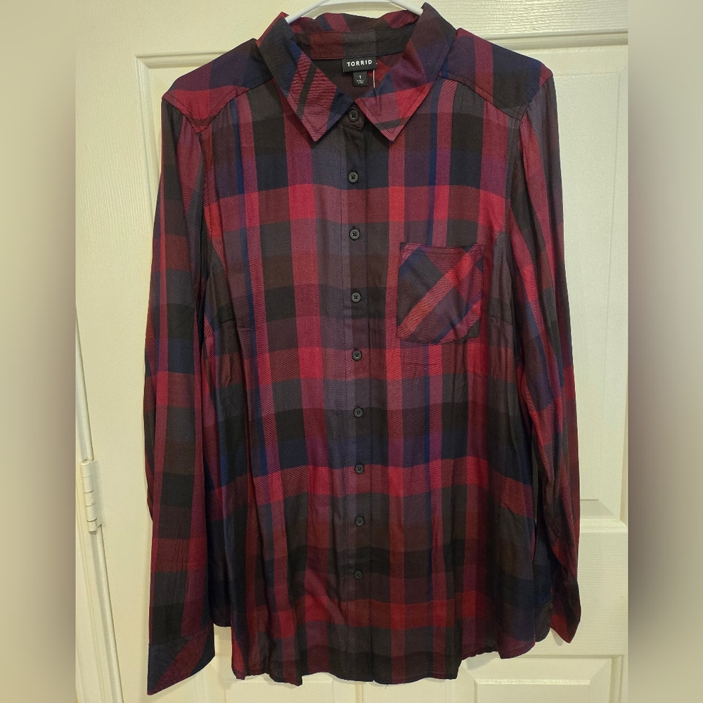 Torrid Plaid Button Down Shirt